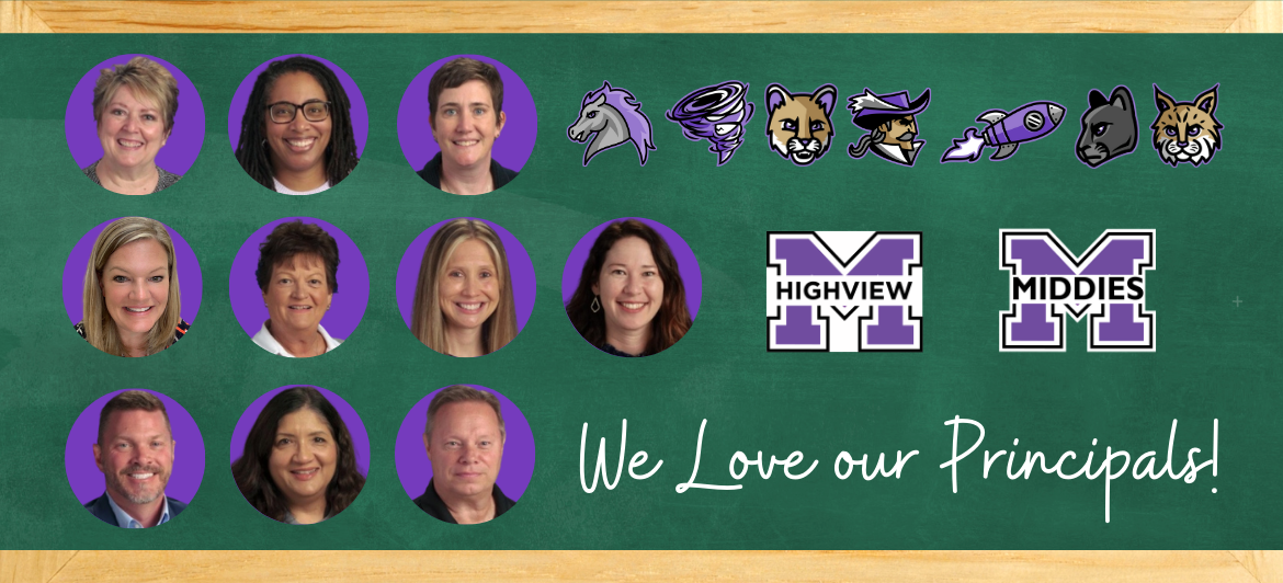 Photos of our school principals and the school logos